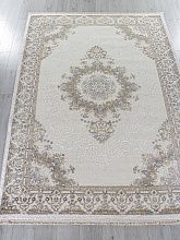 Пушистый круглый ковер ESSA 27236A CREAM / BLUE