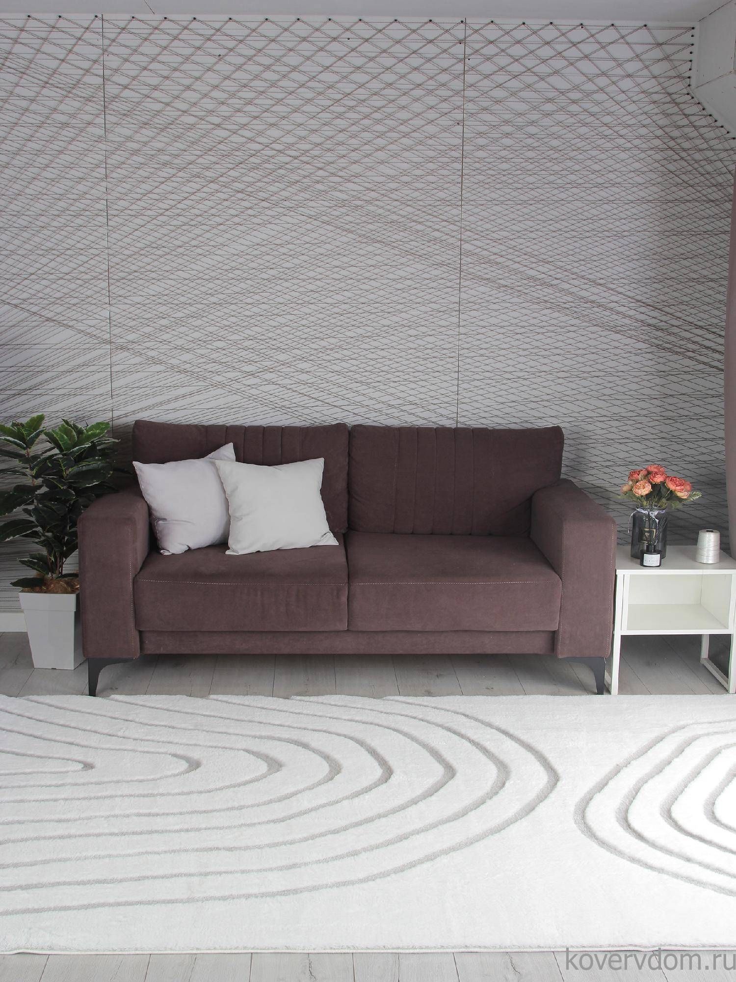 Ковер из искусственного меха RABBIT CARVING PX4002 CREAM / GREY