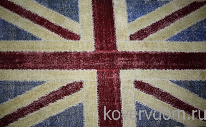 Ковер винтажный ручной работы Британский флаг Vintage Flag Patchwork 230315